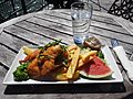 Fish and chips at restaurant Faro