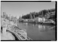 GENERAL VIEW OF HEADWORKS AND TRANSFORMER HOUSE; THE STRUCTURE IN THE FOREGROUND IS THE HEADWORKS FOR THE SNOQUALMIE POWERHOUSE NO. 2 - Snoqualmie Falls Hydroelectric Project, HAER WASH,17-SNOQ.V,1-5