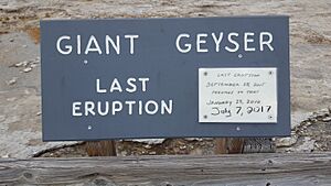 Giant Geyser Last Eruption Sign