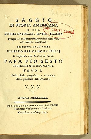 Gilii Saggio di storia americana 1780 title page
