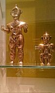 Gold Lime Flasks (poporos) Quimbaya Culture, Colombia AD 600-1100 - British Museum