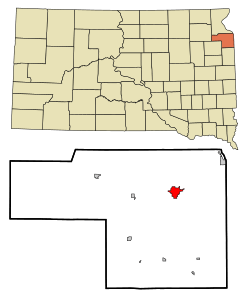 Location in Grant County and the state of South Dakota
