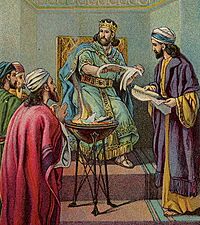 Jehoiakim Burns the Word of God (Bible Card)