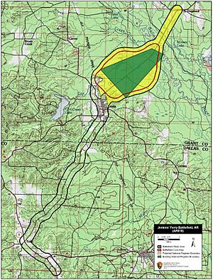 Map of Jenkins' Ferry Battlefield core and study areas by the American Battlefield Protection Program