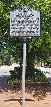 Journey of Reconciliation historic marker, Chapel Hill, NC