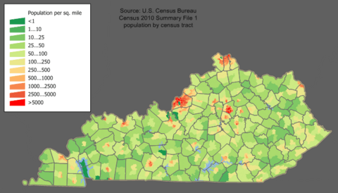 Kentucky population map