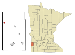 Location of Hendrickswithin Lincoln County, Minnesota
