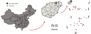 Location Sansha City jurisdiction (in pink) in Hainan