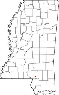 Location of Baxterville, Mississippi