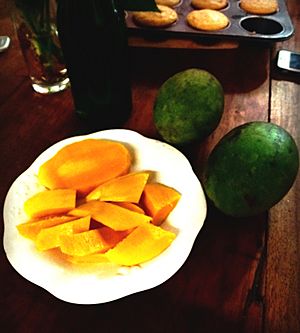 Mangifera caesia fruits from Lapuyan Zamboanga del Sur prepared as a merienda snack in a typical Filipino fashion.jpg