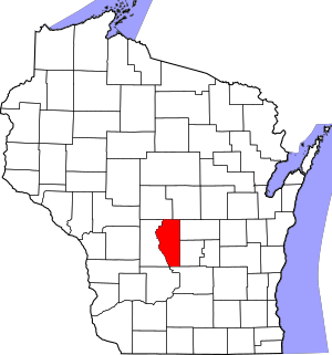 Map of Wisconsin highlighting Adams County