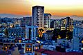 Nicosia Financial quarter just after sunset Nicosia Republic of Cyprus
