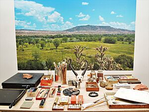 Painting materials as displayed at the O'Keeffe Museum