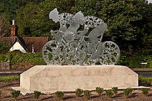 Pixham End Roundabout cycling statue