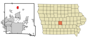 Location within Polk County and Iowa