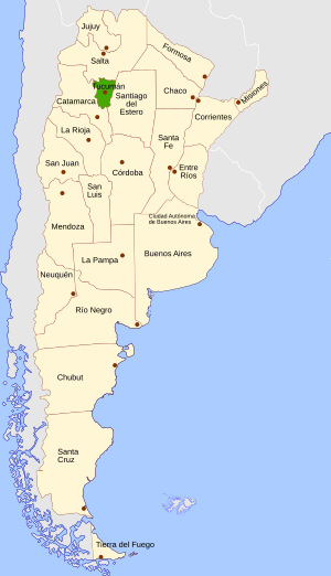 Location of Tucumán within Argentina