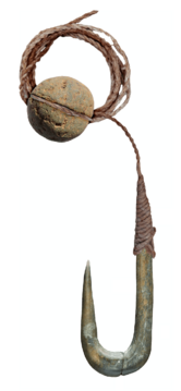 Reconstruction of a prehistoric hook and sinker