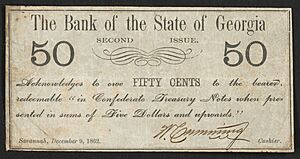 Recto Bank of the State of Georgia 50 cents 1862 urn-3 HBS.Baker.AC 1104522