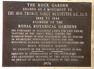 Royal Botanical Gardens, Ontario, Rock Garden plaque close-up 01