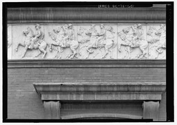 Terra cotta frieze detail between first and second stories depicting cavalry - Pension Building, 440 G Street Northwest, Washington, District of Columbia, DC HABS DC,WASH,152-60f