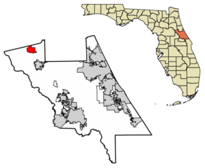 Map of Seville in Volusia County, Florida