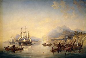 'Erebus' and the 'Terror' in New Zealand, August 1841 by John Wilson Carmichael