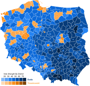 2020 Polish presidential election - 1st round results.svg
