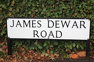A street sign in the Kings Buildings complex in Edinburgh in memory of James Dewar