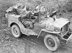An SAS jeep manned by Sergeant Schofield and Trooper Jeavons of 1st SAS near Geilenkirchen, Germany, 18 November 1944. B11921