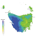 Annual average rainfall for Tasmania (1961-1990)