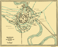 Baghdad under the early Abbasid caliphs, with the Round City in the middle