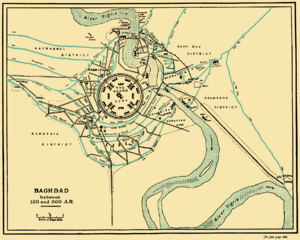 Baghdad under the early Abbasid caliphs, with the Round City in the middle