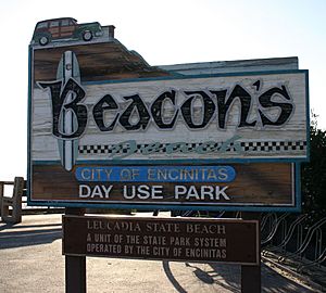 Beacons Beach sign