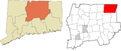 Stafford's location within the Capitol Planning Region and the state of Connecticut