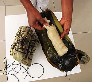 Cassava Bread - cassava cooked in leaf wrap (Kwanga, Chikwangue)