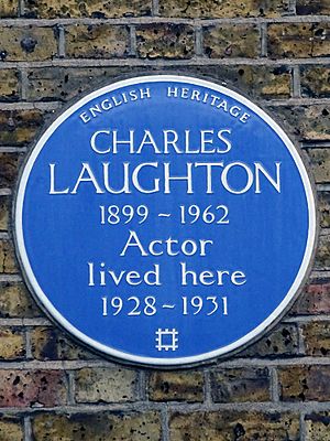 Charles Laughton 1899-1962 Actor lived here 1928-1931