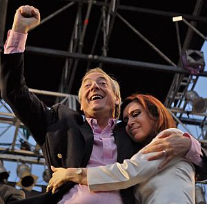 Cristina y Néstor Kirchner - cierre de campaña