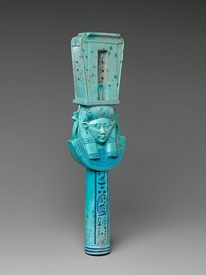 Faience Sistrum Inscribed with the Name of Ptolemy I MET DP246588