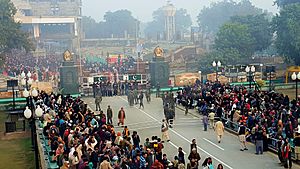 Flag ceremony at Wahga border of Pak India