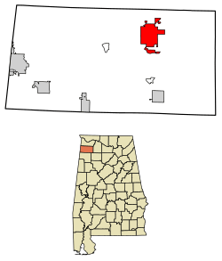 Location of Russellville in Franklin County, Alabama.