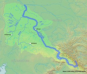 Map of Irtysh River for Kids