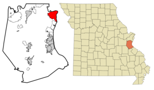 Location within Jefferson County and Missouri
