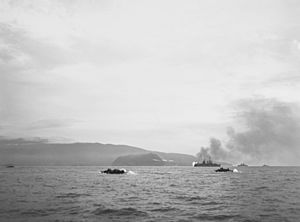 LVTs head for the invasion beaches at Humboldt Bay, New Guinea, on 22 April 1944 (SC 264436)