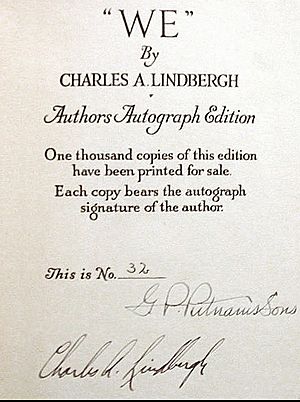 Limited First Edition Lindbergh Autograph Page "WE"