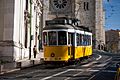 Lisbon tram next to Lisbon Cathedral