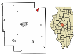 Location of Atlanta in Logan County, Illinois.
