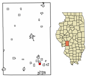 Location of Sawyerville in Macoupin County, Illinois.