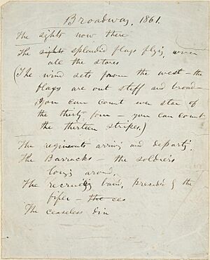 Manuscript Whitman Broadway 1861