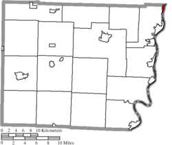 Location of Yorkville in Belmont County