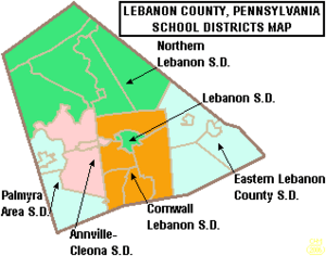 Map of Lebanon County Pennsylvania School Districts